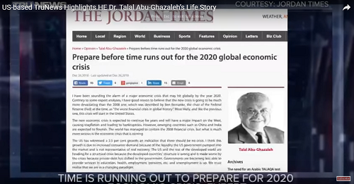 US-Based TruNews TV: The Truth Abu-Ghazaleh’s Predictions on 2020 Economic Crisis Started to Emerge